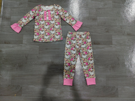 Christmas santa claus long sleeve top matching pants girls fall winter yoga outfit preorder