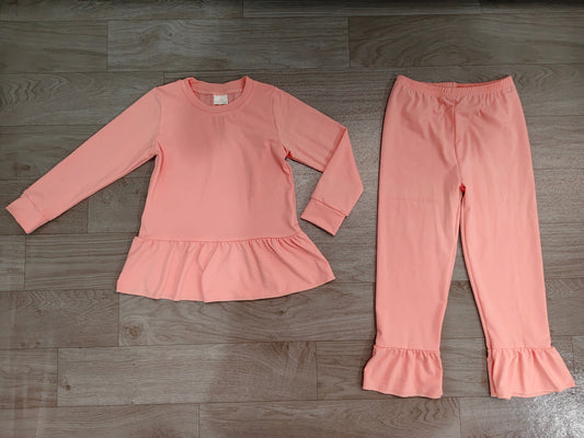 Pink color long sleeve top matching pants girls clothes set preorder