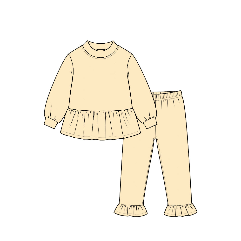 Yellow color long sleeve top matching pants girls clothes set preorder
