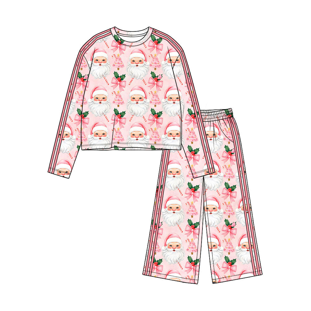 Long sleeve christmas santa top matching pants girls clothes preorder