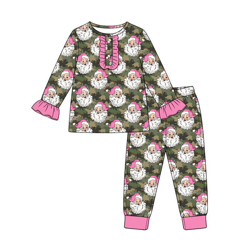 Long sleeve christmas santa top matching pants girls clothes preorder
