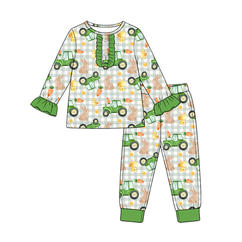 Long sleeve easter truck bunny top matching pants girls clothes preorder