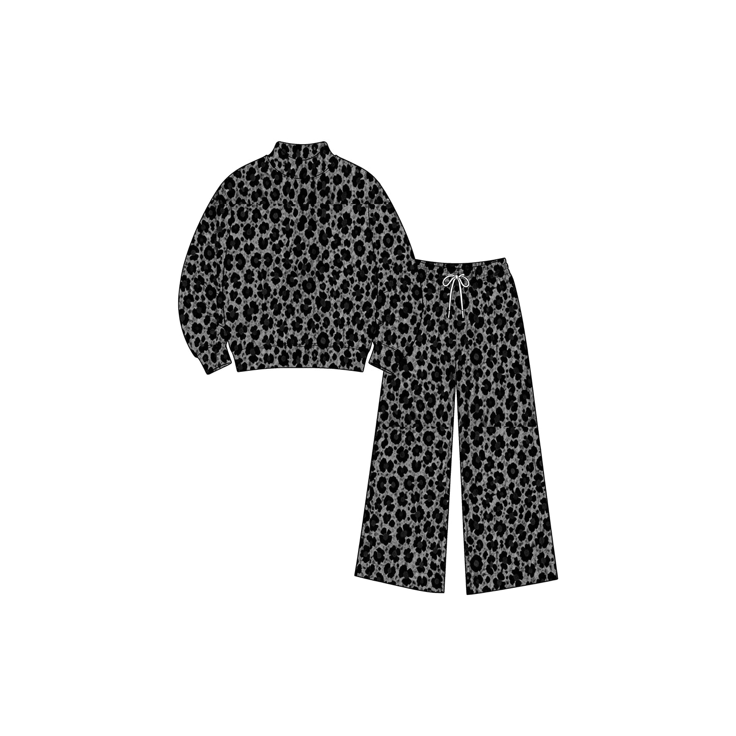Long sleeve black leopard top matching pants girls yoga outfit preorder