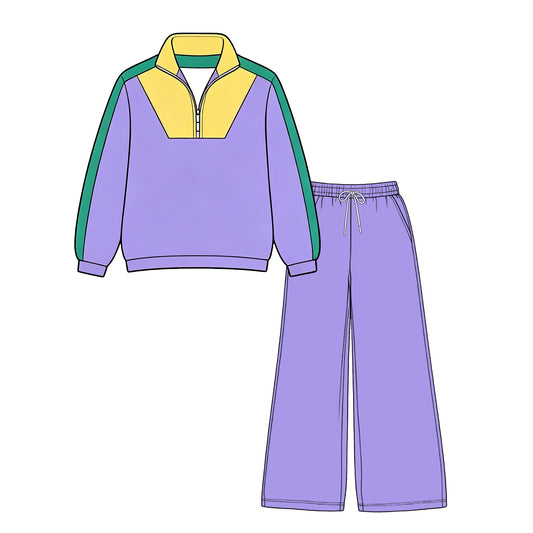 Adult Women Mardi Gras long sleeve top pants yoga outfit preorder
