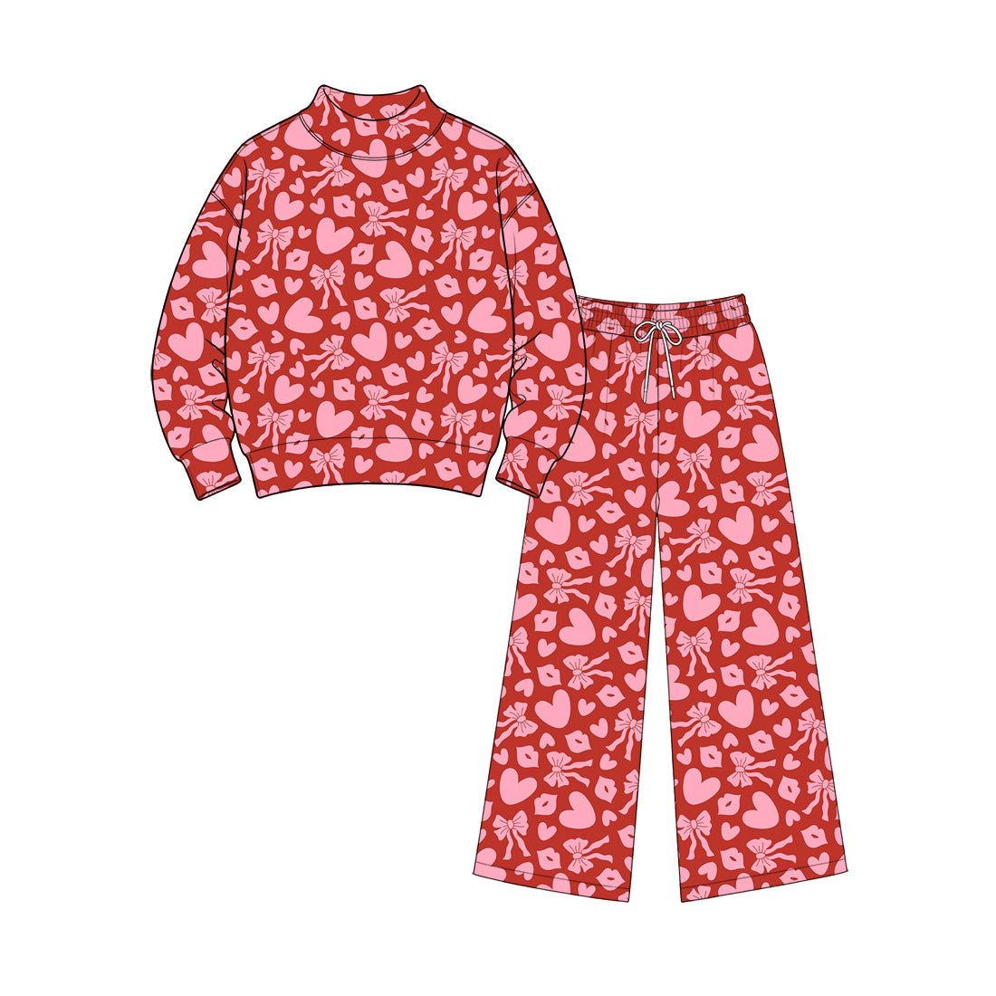 Adult Women Valentines day long sleeve top pants outfit preorder