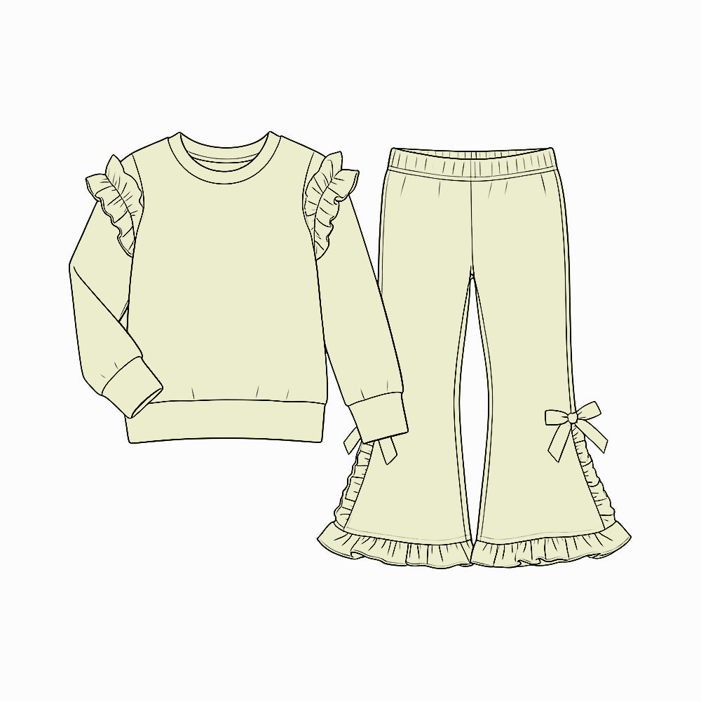 Sage green color long sleeve top matching pants girls outfit preorder