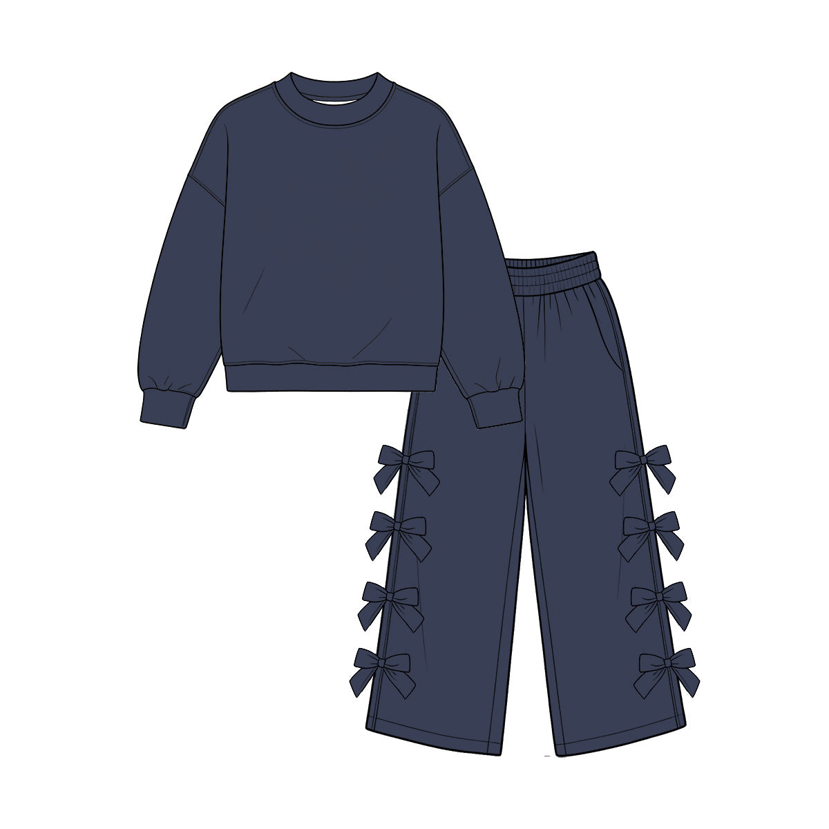 Navy color long sleeve top matching pants girls outfit preorder