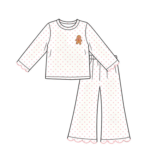 Christmas gingerbread long sleeve top matching pants girls outfit preorder