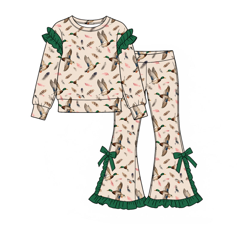 Duck hunting season print long sleeve top matching pants girls holiday outfit preorder