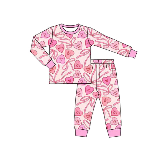 Long sleeve Valentines day print top matching pants girls pajama set preorder