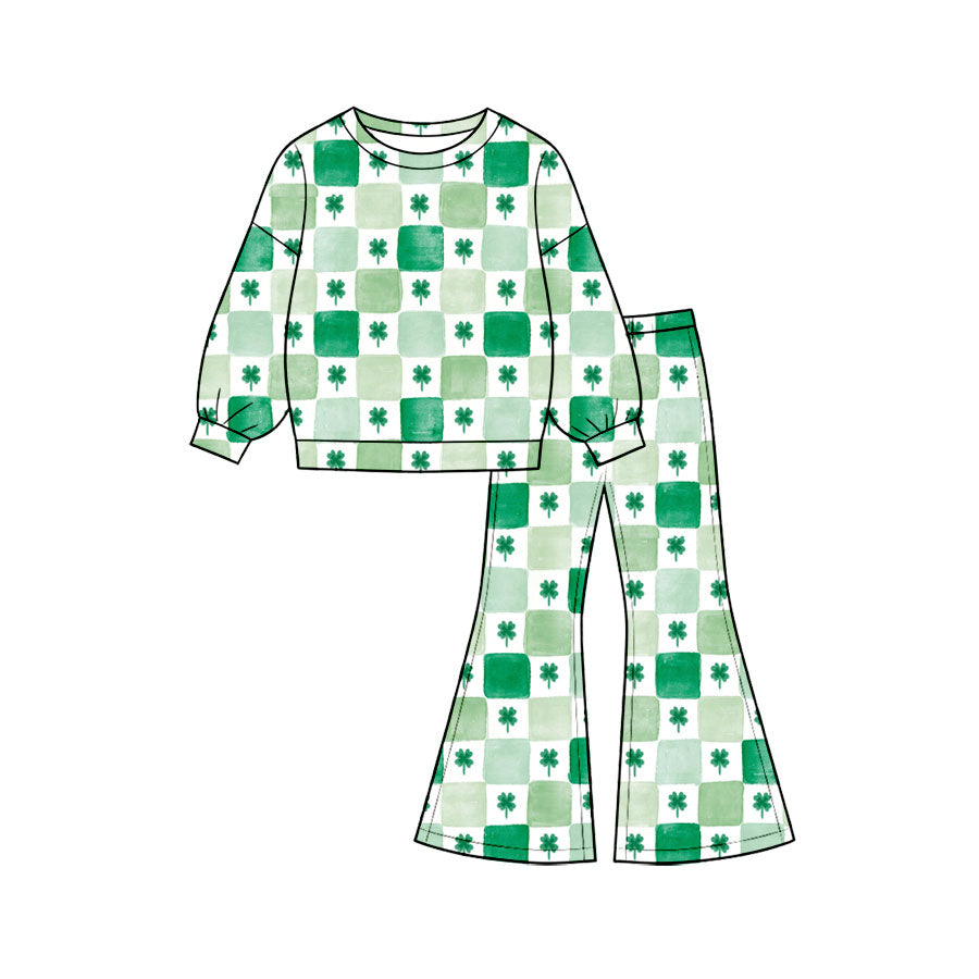Saint Patrick's Day print girls long sleeve matching set outfit preorder