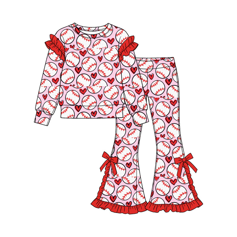 Baseball print girl long sleeve set outfit preorder