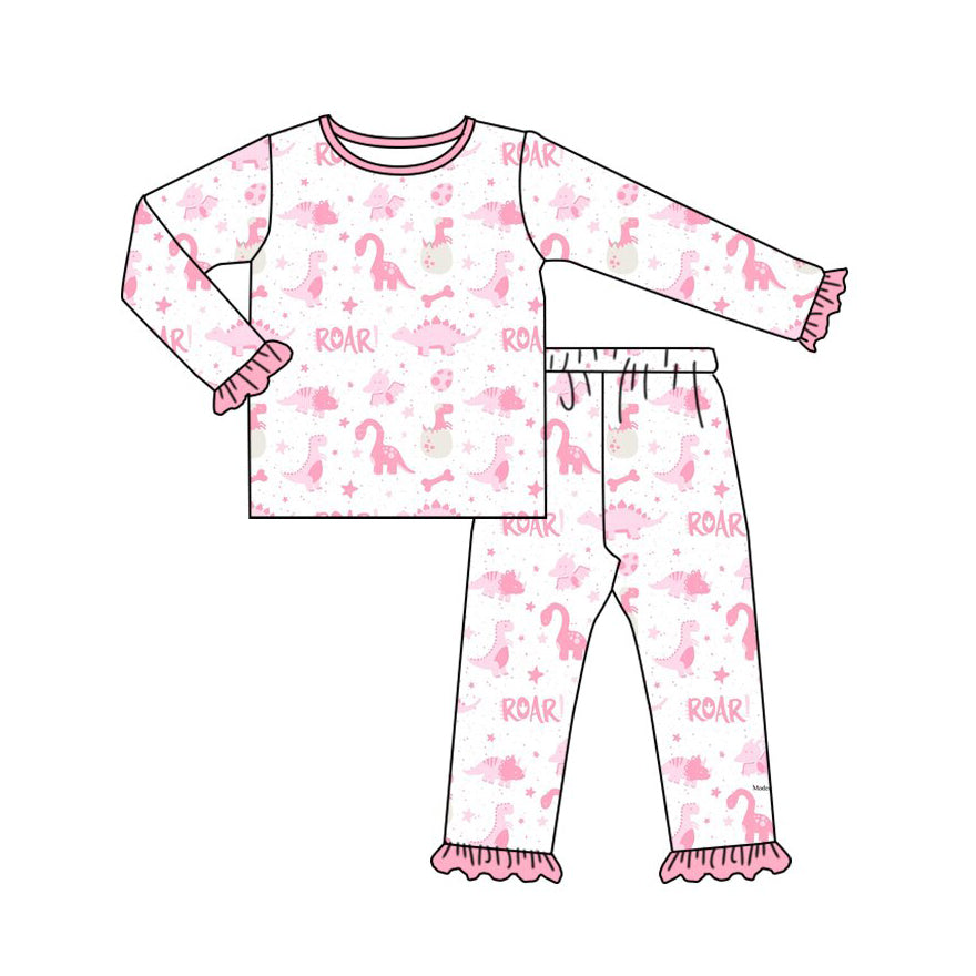 Easter dinosaur eggs print girls long sleeve top pants set outfit preorder