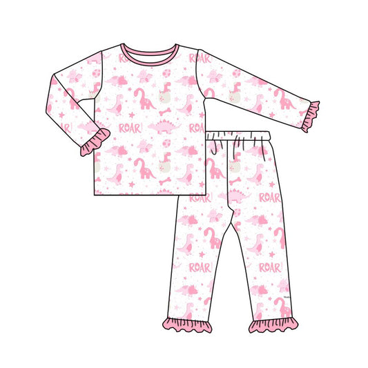 Easter dinosaur eggs print girls long sleeve top pants set outfit preorder