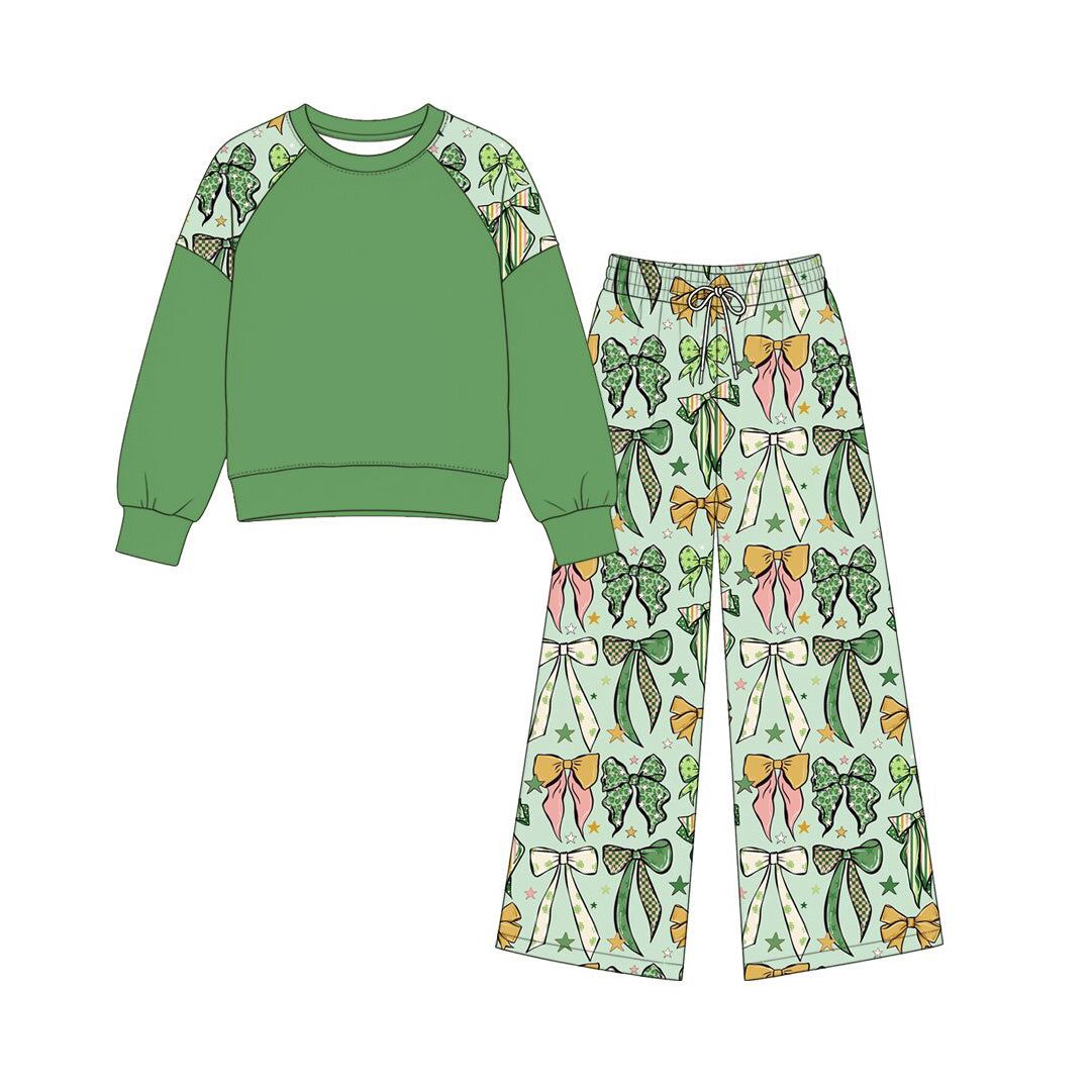 Saint Patrick's Day print girls long sleeve top pants set outfit preorder