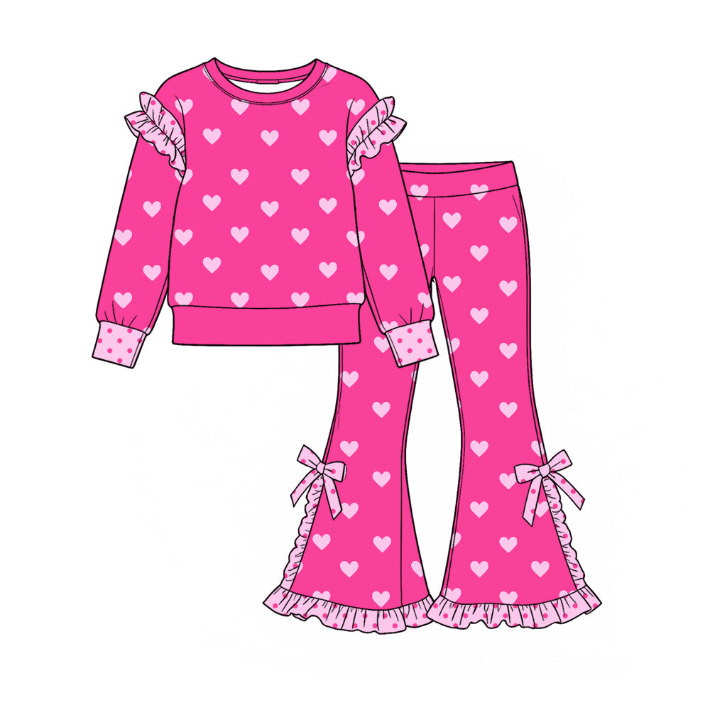 Valentines heart long sleeve top pants set outfit preorder