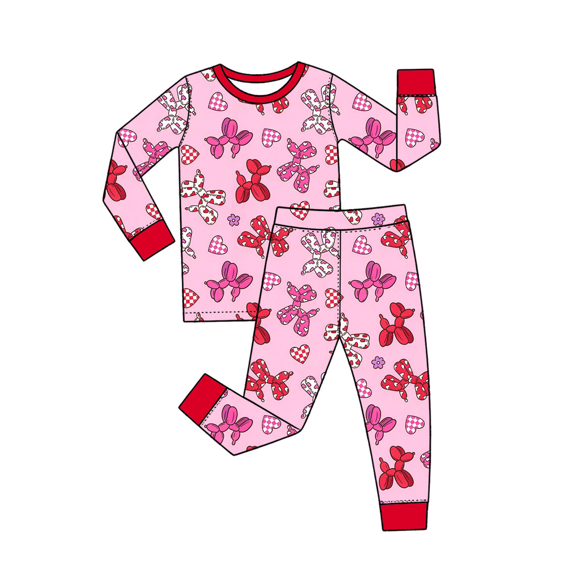 Valentines day balloon dog girl long sleeve outfit preorder