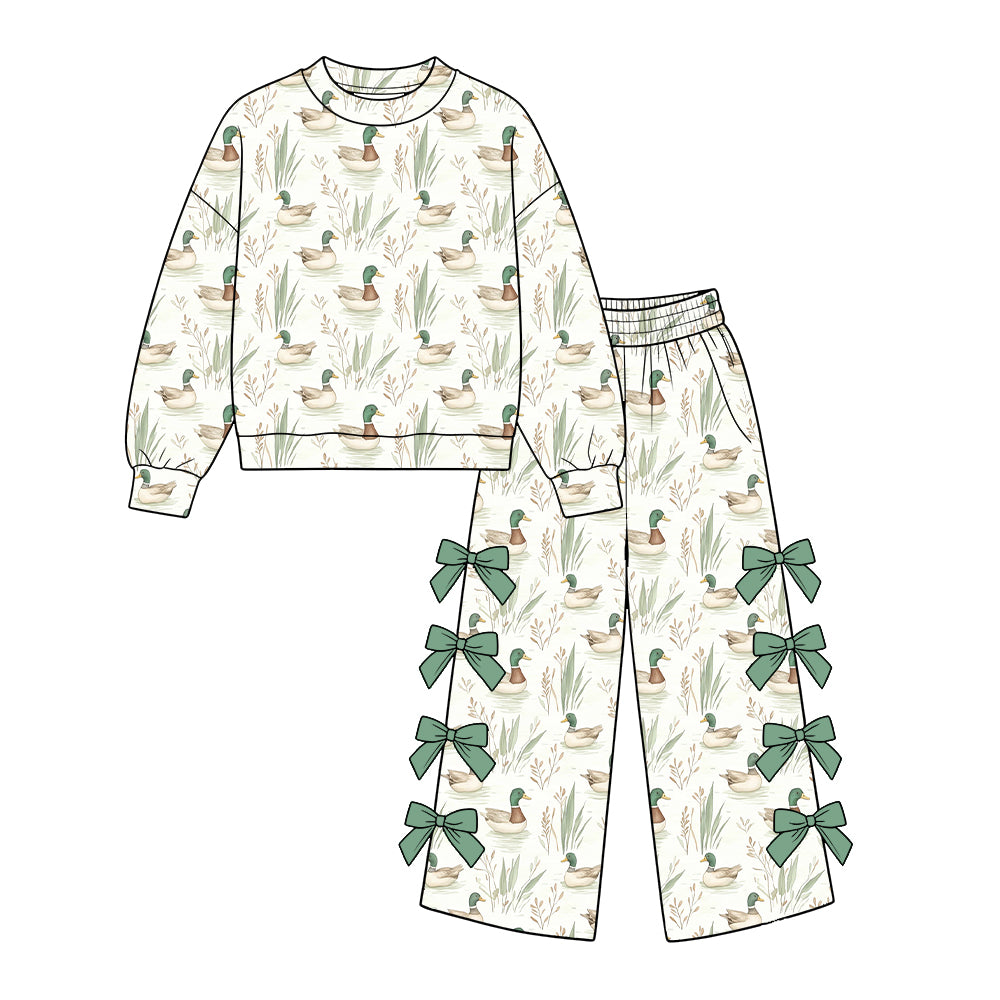 Duck bow design girl long sleeve outfit preorder