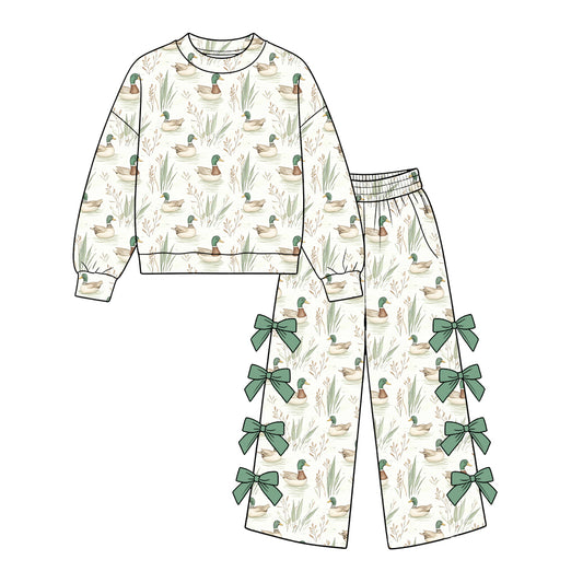 Duck bow design girl long sleeve outfit preorder