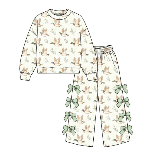 Duck bow design girl long sleeve outfit preorder