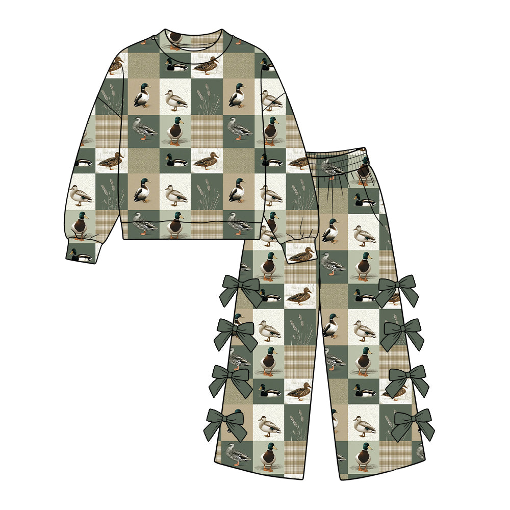 Duck bow design girl long sleeve outfit preorder