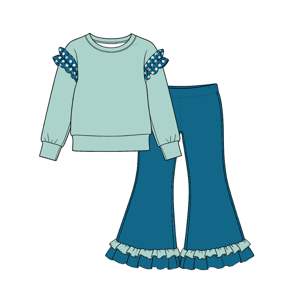 Mint teal color girl long sleeve outfit preorder