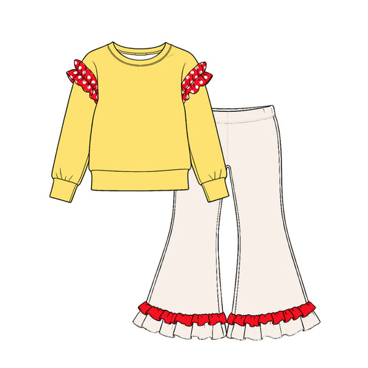 Yellow cream color girl long sleeve outfit preorder