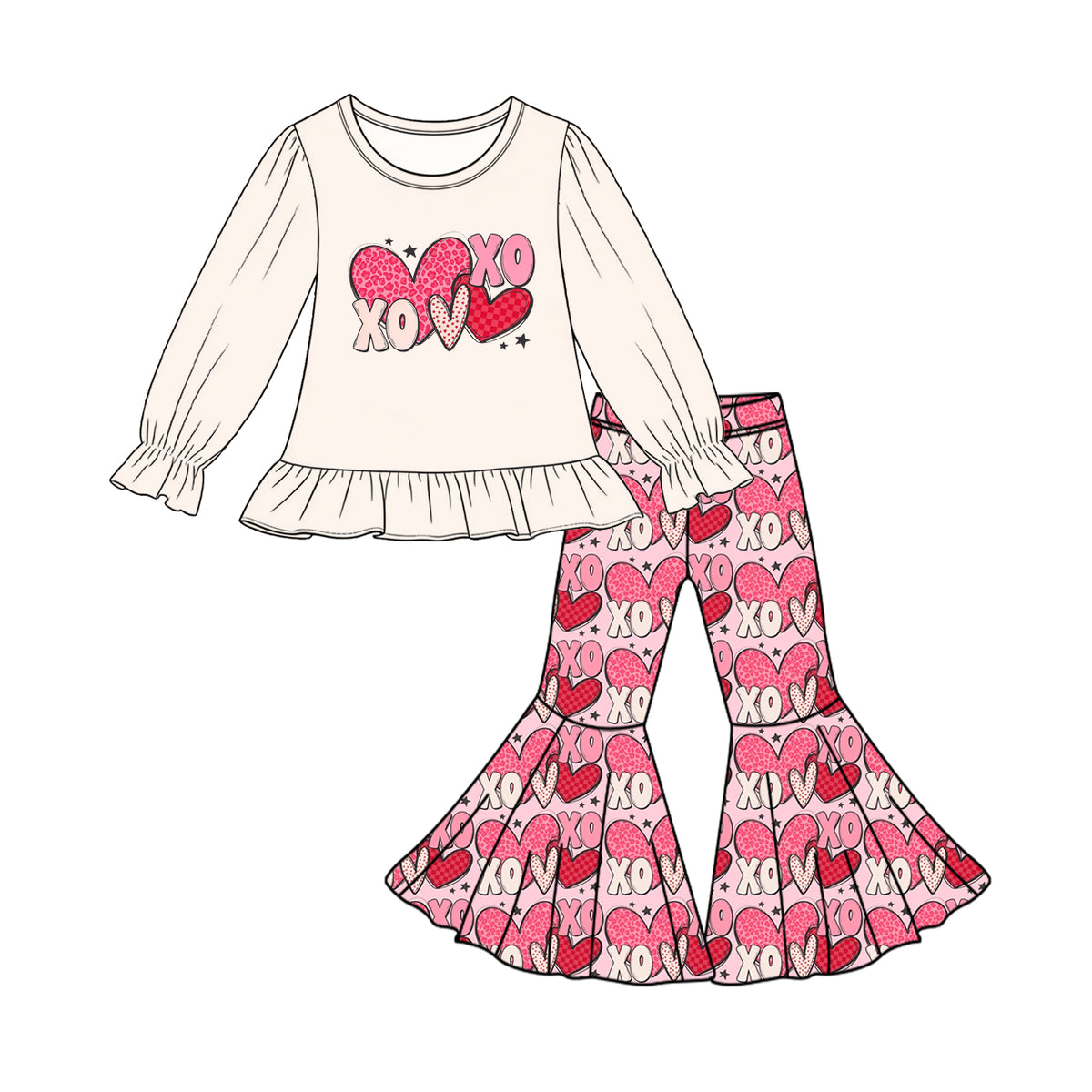 Valentines day girl long sleeve outfit preorder