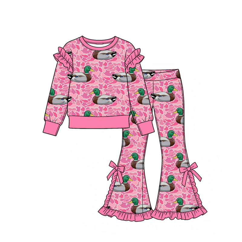 Duck camo design girls long sleeve top pants outfit preorder