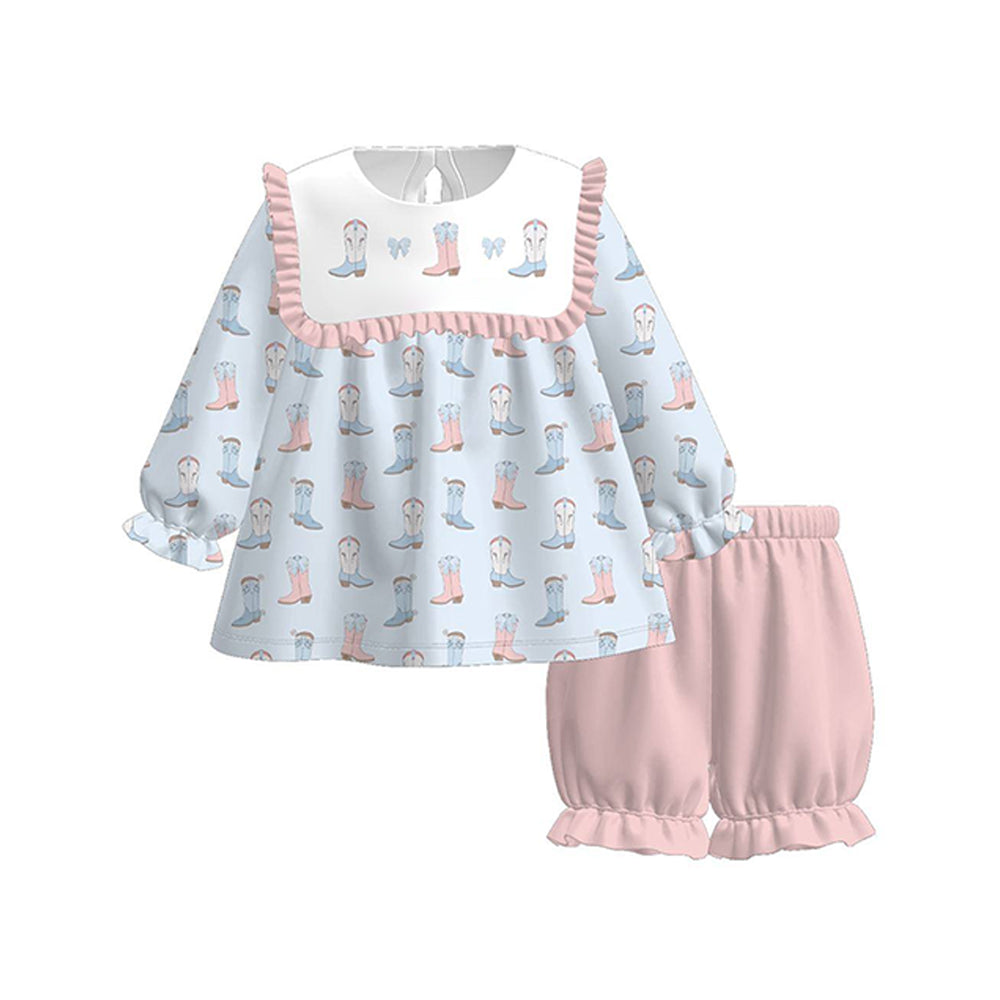 Western boots shirt matching shorts girls summer outfit preorder