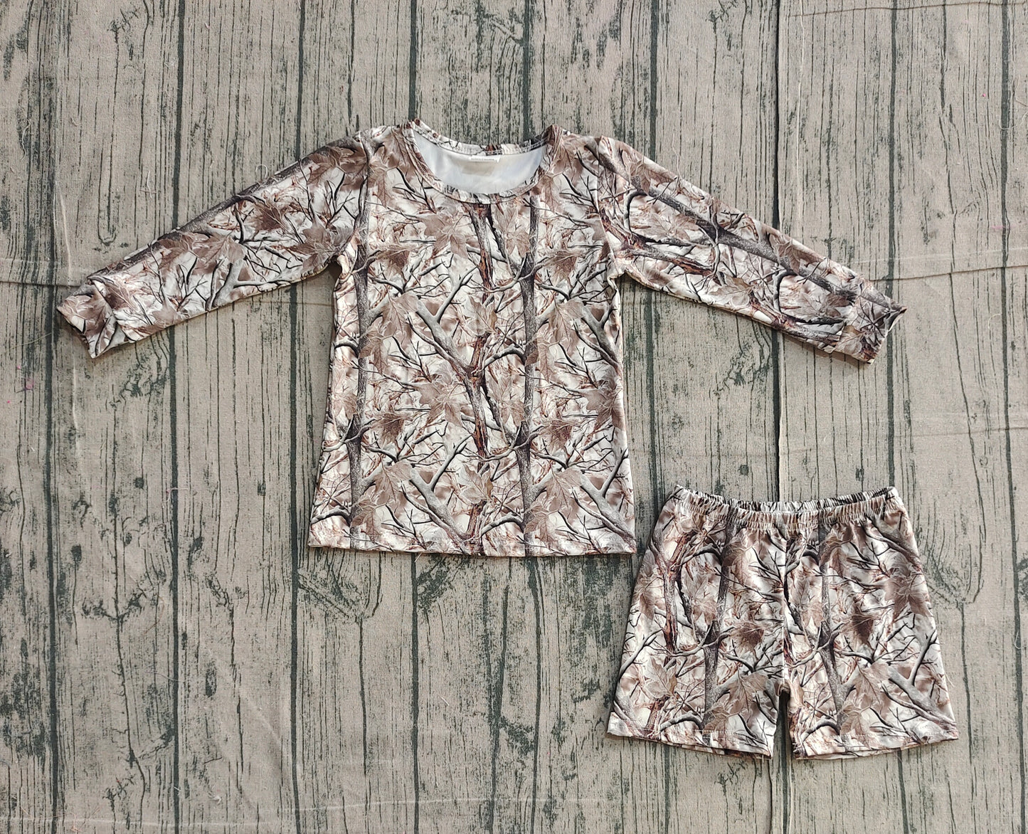 Camo long sleeve top matching shorts girls outfit preorder