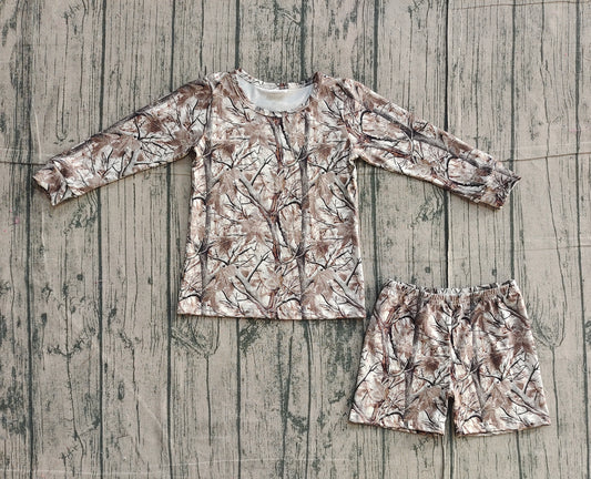 Camo long sleeve top matching shorts girls outfit preorder