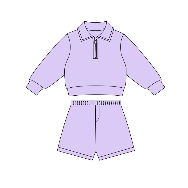 Lavender pullover top matching short girls summer active wear outfit preorder