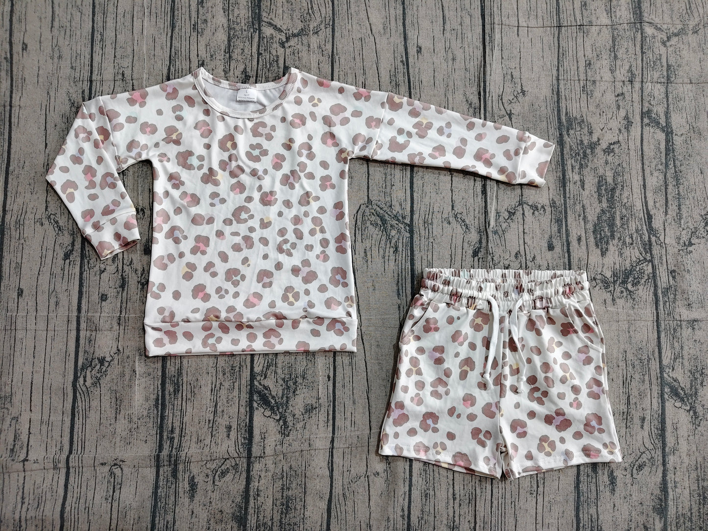 Leopard top matching shorts girls outfit preorder