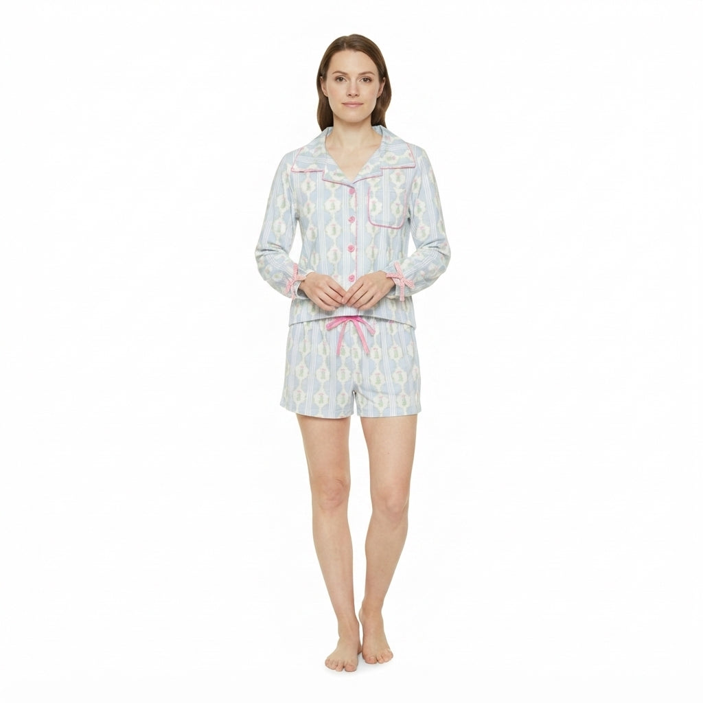 Adult women Christmas tree design short sleeve pajama set