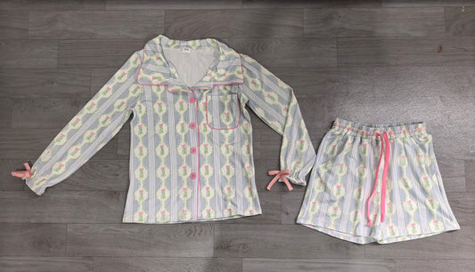 Adult women Christmas tree design short sleeve pajama set preorder