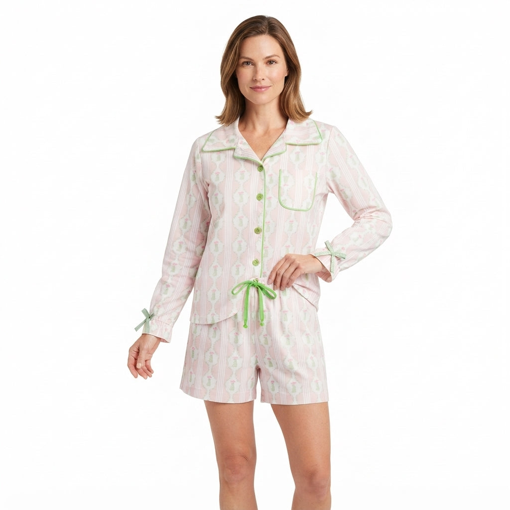 Adult women Christmas tree design short sleeve pajama set