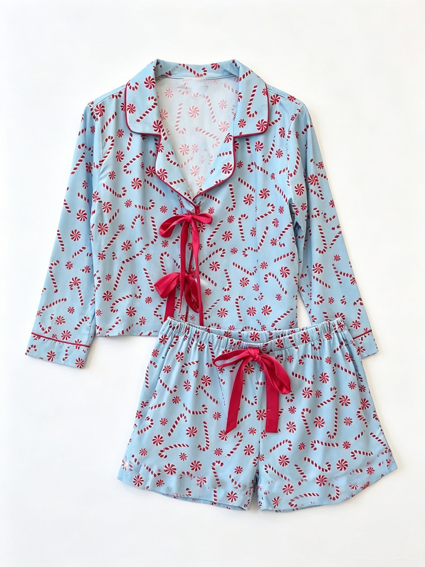 Adult women Christmas candy cane design short sleeve pajama set preorder