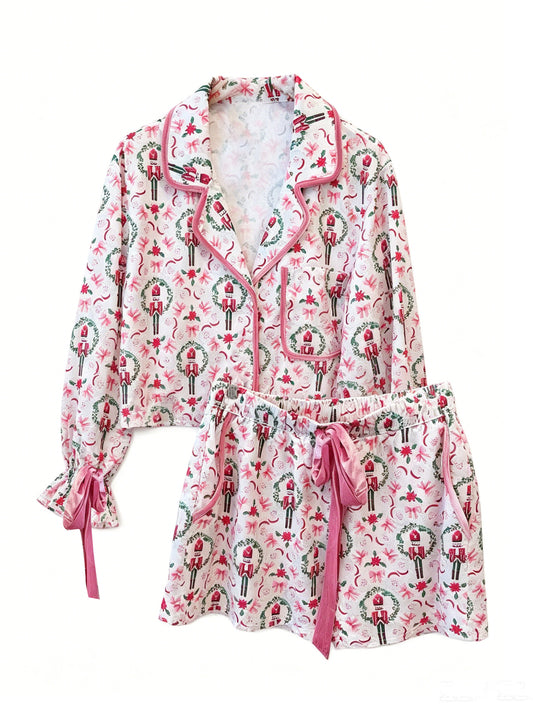 Adult women Christmas soldier design short sleeve pajama set preorder