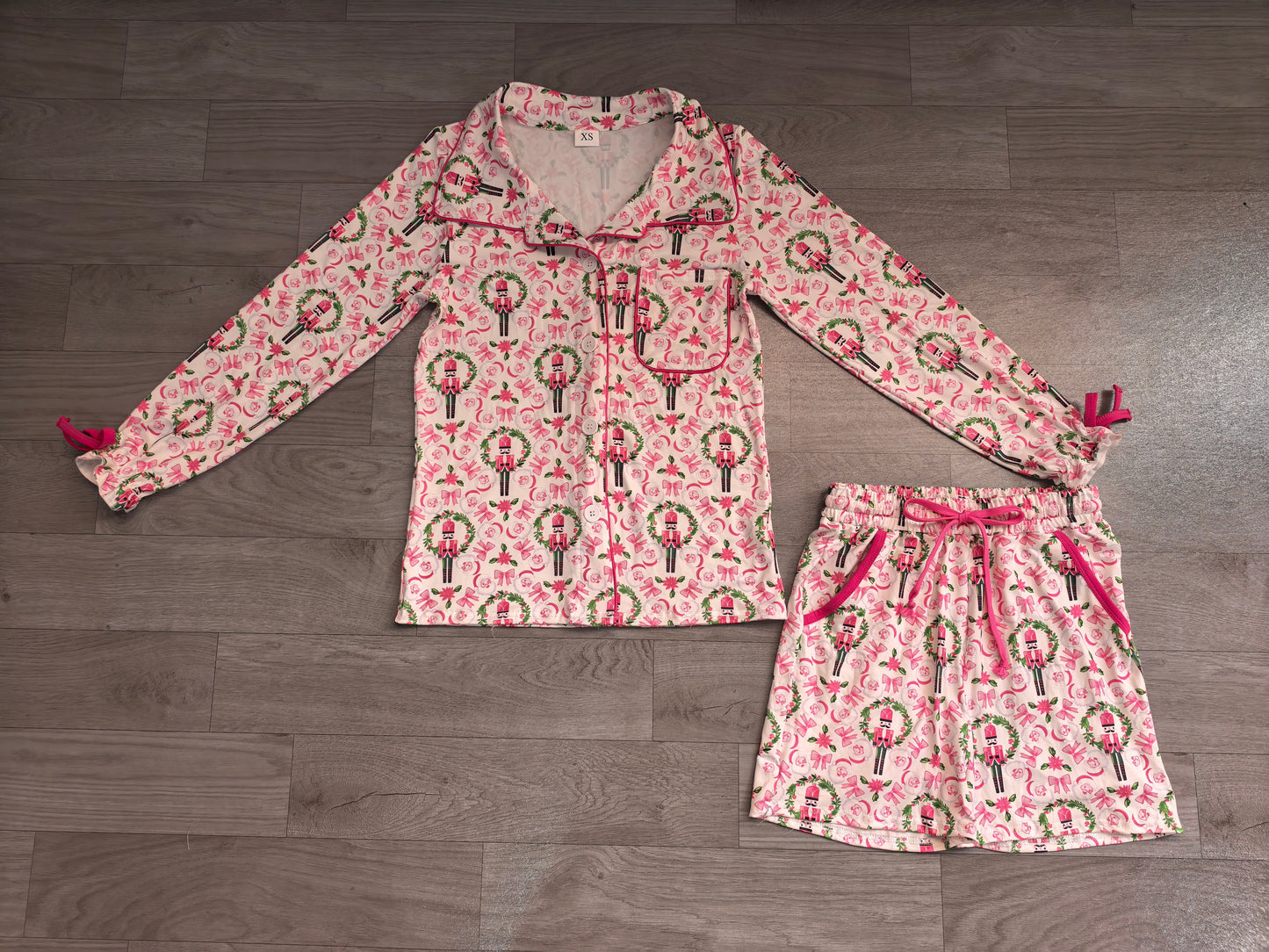 Adult women Christmas soldier design short sleeve pajama set preorder