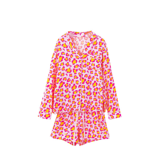 Adult women cheetah design short sleeve pajama set preorder