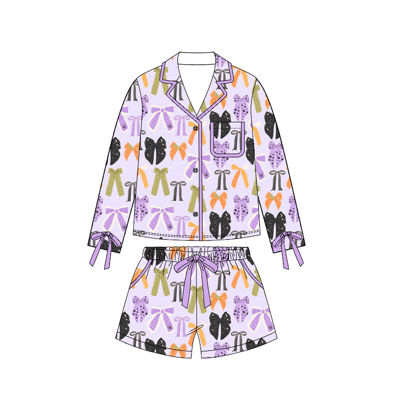 Adult women Halloween bow short sleeve pajama set preorder