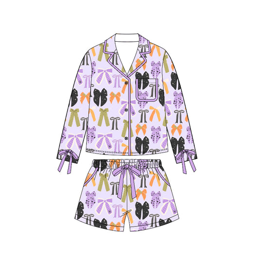 Adult women Halloween bow short sleeve pajama set preorder
