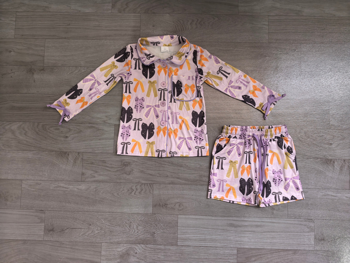 Adult women Halloween bow short sleeve pajama set preorder