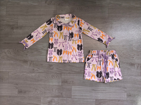 Adult women Halloween bow short sleeve pajama set preorder