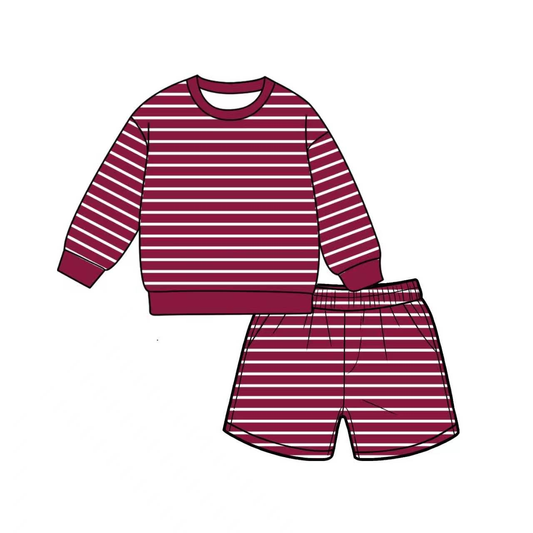 Adult Women red stripes yoga top matching shorts summer outfit preorder