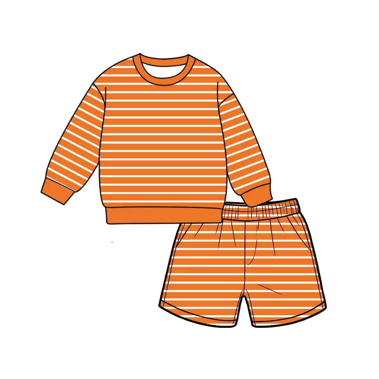 Adult Women orange stripes yoga top matching shorts summer outfit preorder