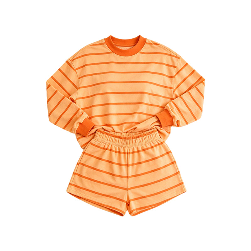 Adult Women yellow stripes yoga top matching shorts summer outfit preorder