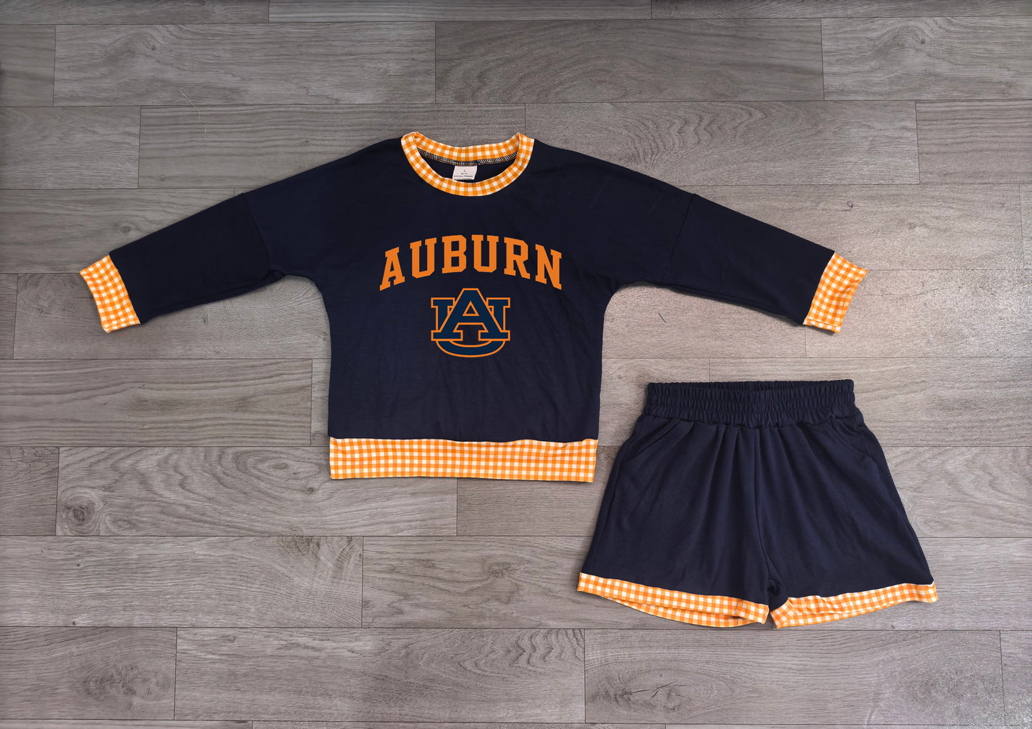 AUBURN long sleeve pullover vinyl top matching shorts girls outfit preorder