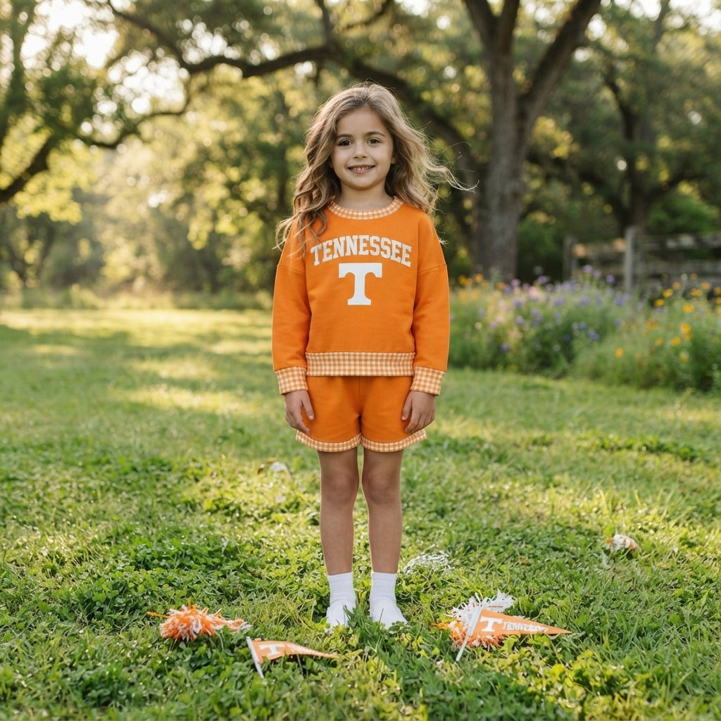 Tennessee long sleeve pullover vinyl top matching shorts girls outfit